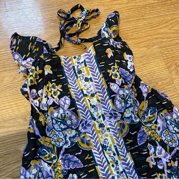 Free People - Summer In Tulum Floral Ruffle Tunic Linen Blend Size Medium - Picture 4 of 5